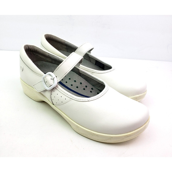 Klogs Shoes - Klogs Ace Womens Size 8.5 White Leather Comfort Mary Jane Clog Shoes